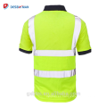 Botón reflectante de los hombres camisetas 70% algodón 20% poliéster Hola Vis High Vis visibilidad manga corta de seguridad Polo de trabajo de trabajo